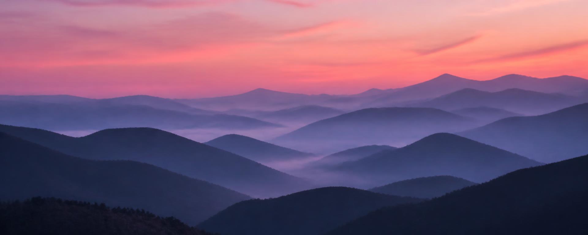 Mountain ridges at dusk